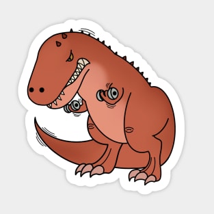 Funny T Rex lifting weights, Funny Dinosaur Sticker